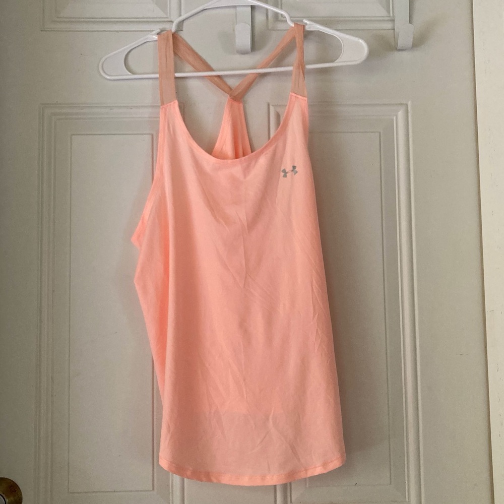 UNDER ARMOUR Heat Gear Loose Fit Lightweight Peach Tank Top Womens Large - Picture 7 of 9